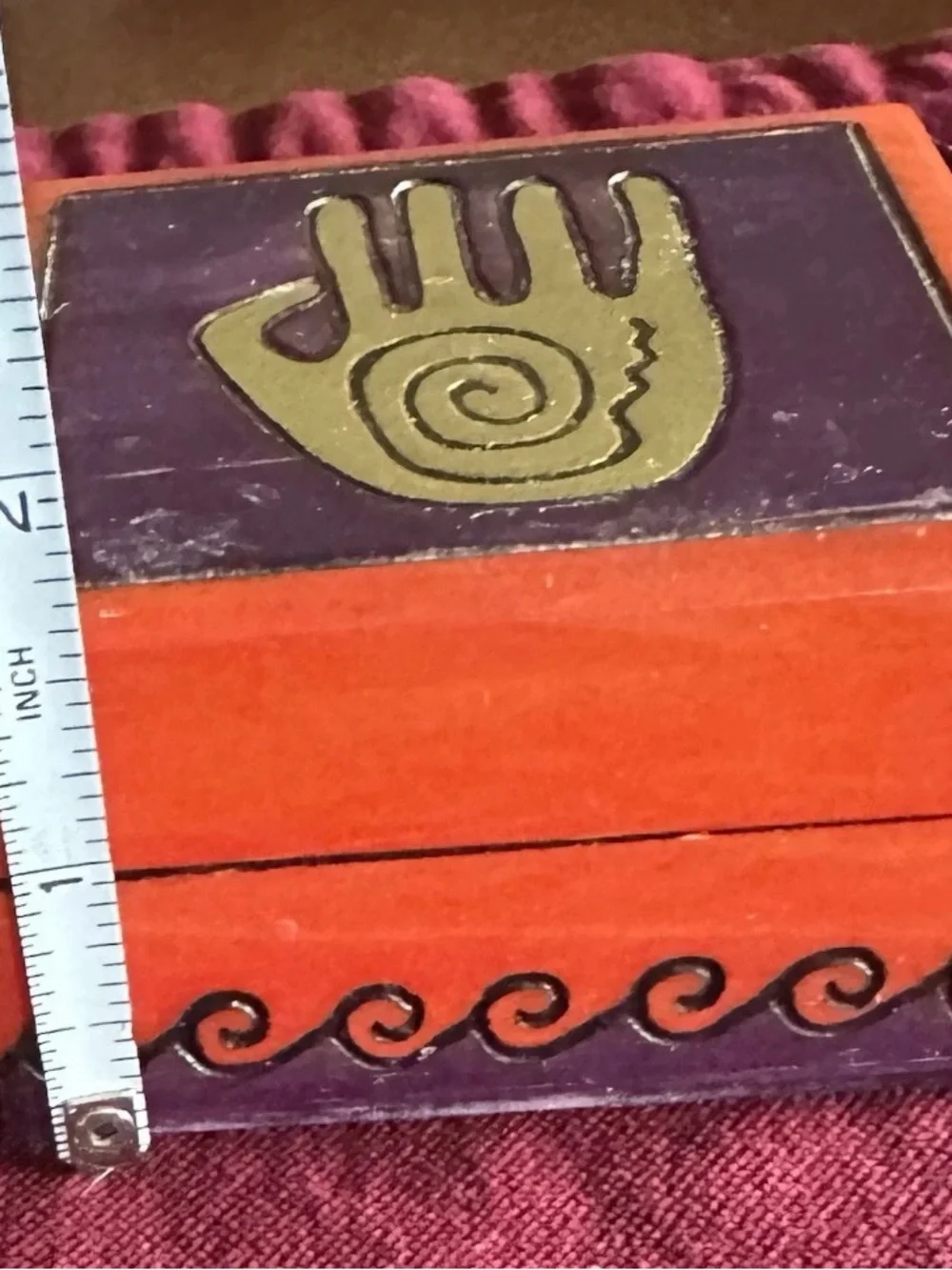 Vintage Adorable Hamsa/Healing/Shaman Hand Wooden Trinket Box Made In Poland